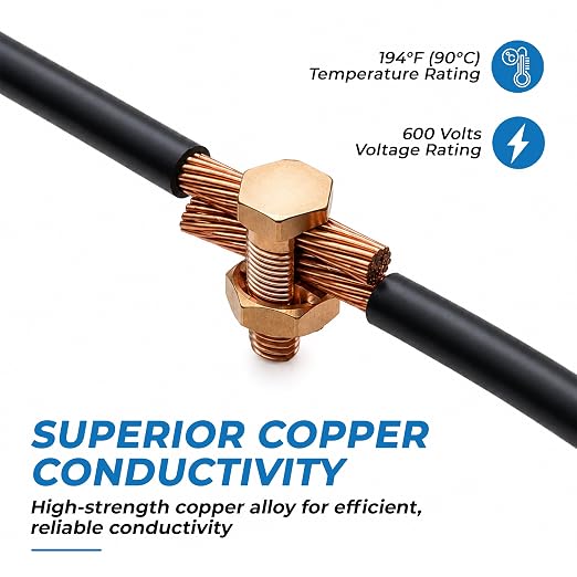 OHLECTRIC Size #8 Copper Split-Bolt Connector 8 AWG Heavy-Duty Electrical Wire - Image 3