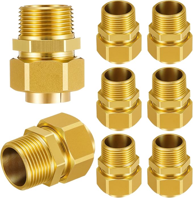 Frienda 8-pack 1/2" Male Npt Brass Pipe Fittings, Heavy Duty Hex Nipple Adapter by Frienda