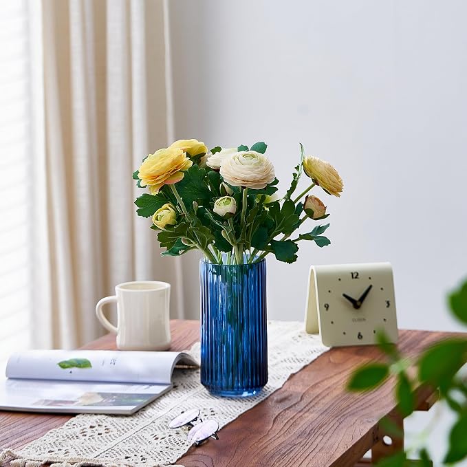 7.5 inch Blue Glass Flower Vase - Image 4