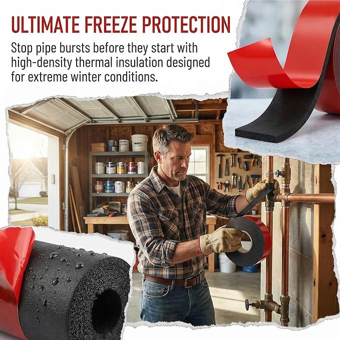 Foam Pipe Insulation Tape 2 in x 14 ft, AC lines, elbows and joints - Image 2