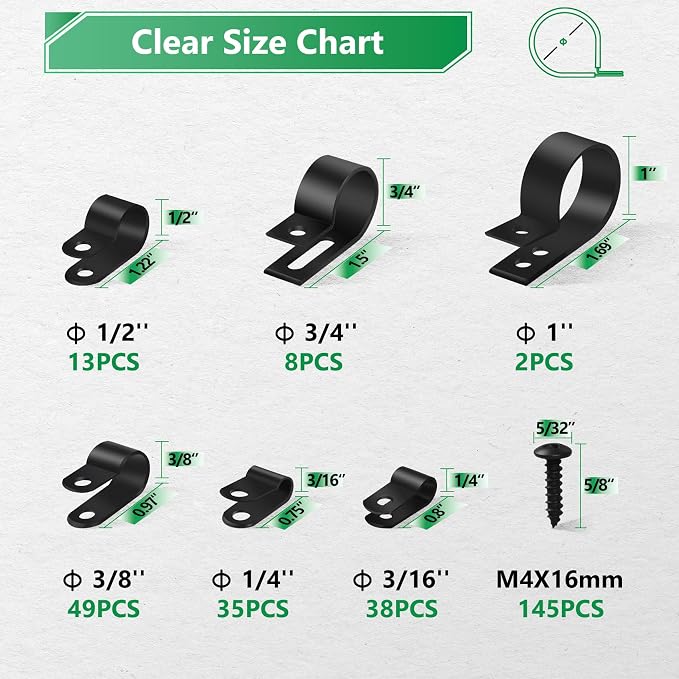 290PCS Nylon R-Type Cable Clips - Image 3