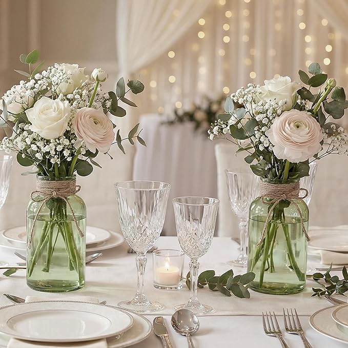 12 Pack Mason Jar Vases for Centerpieces, Wide Mouth Mason Jars - Image 5