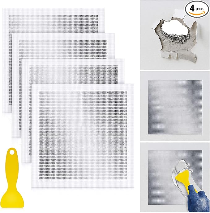Yaocom 4 Pcs 10 x10 Inch Drywall Repair Kit Self Adhesive Mesh Drywall Repair by Yaocom