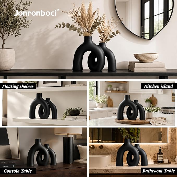 Matte Black Vase Set - Image 7