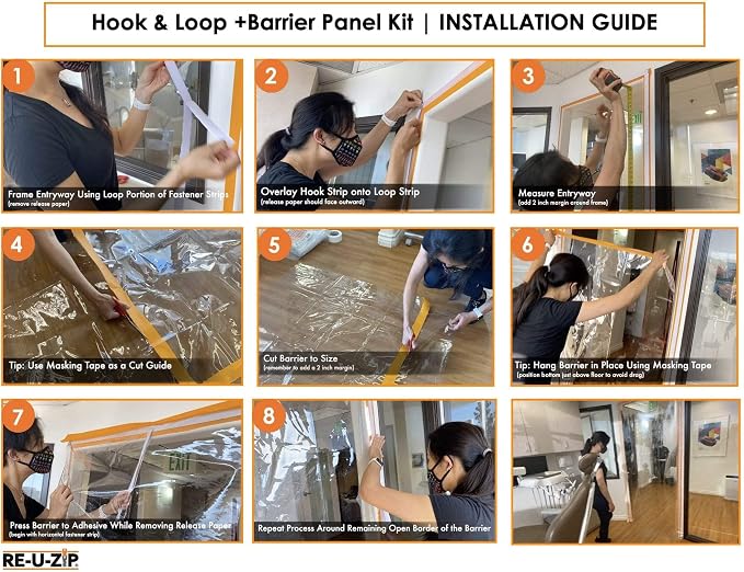 RE-U-ZIP Ultra-Clear Hook & Loop Dust Barrier Panel Kit | FR Vinyl Plastic - Image 5