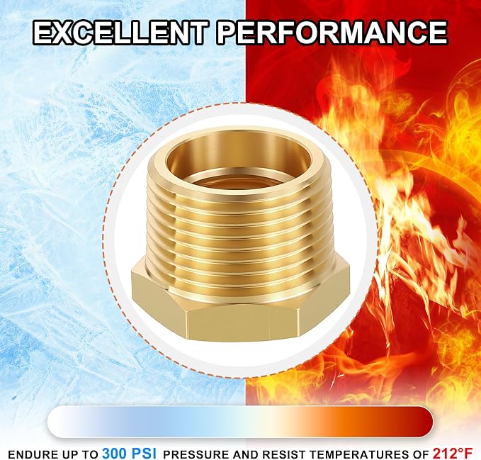 6 Pack Male to FeMale Adapter, 3/4" NTP Male x 1/2" NTP Female Brass Hex - Image 7