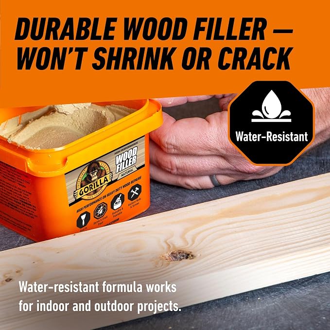 Gorilla All Purpose Wood Filler, Natural Finish, 16 oz Tub, Stainable & Sandable - Image 6
