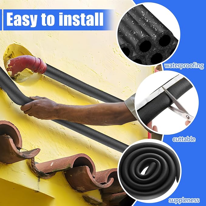 16 Pack Pipe Insulation Foam Tube, 3/4'' Self Adhesive Pre Slit Foam Pipe - Image 3