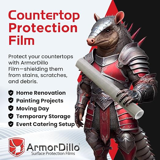 ArmorDillo Countertop Protection Film w Free Knife. Clear Self Adhesive Surface - Image 2