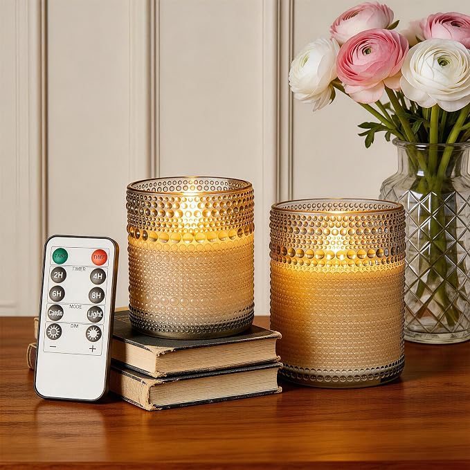 Dotted Glass Flameless Candles - Image 8