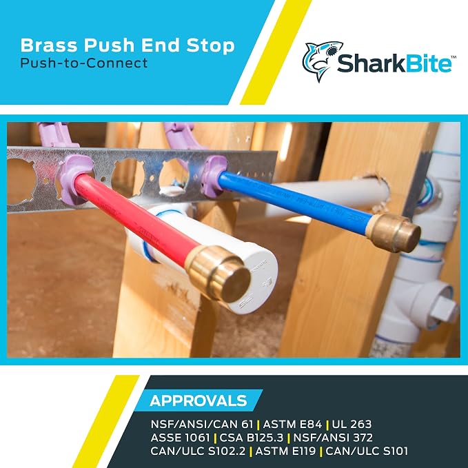 SharkBite 3/8 Inch Push Cap, Push to Connect Brass Plumbing Fitting, PEX Pipe - Image 5