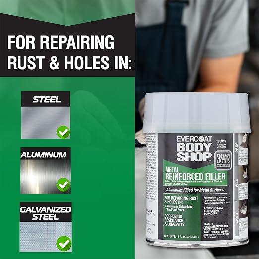 105013 Metal Reinforced Filler for Repairing Rust and Holes in Aluminum & - Image 4