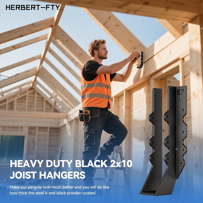 Black 2X10 Joist Hanger Heavy Duty 14 Gauge LU210 Black Face Mount Joist Hangers - Image 2