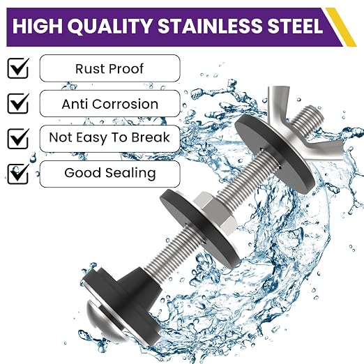2 Pcs Universal Toilet Tank to Bowl Gaskets Kit, Stainless Steel Toilet Tank - Image 4