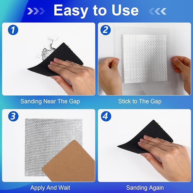 Blulu 30 Pcs 2/4/6/8/10 Inch Drywall Repair Kit Self Adhesive Mesh Drywall - Image 4