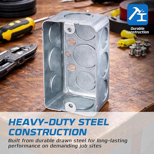 4 Pack - 4x2” Rectangle Steel Electrical Box| 2-1/8" Deep Box - Image 3