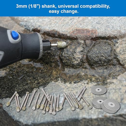 32Pcs Diamond Grinding Bits for Dremel, Grinding Cutting Wheel | 1/8”Shank for - Image 7