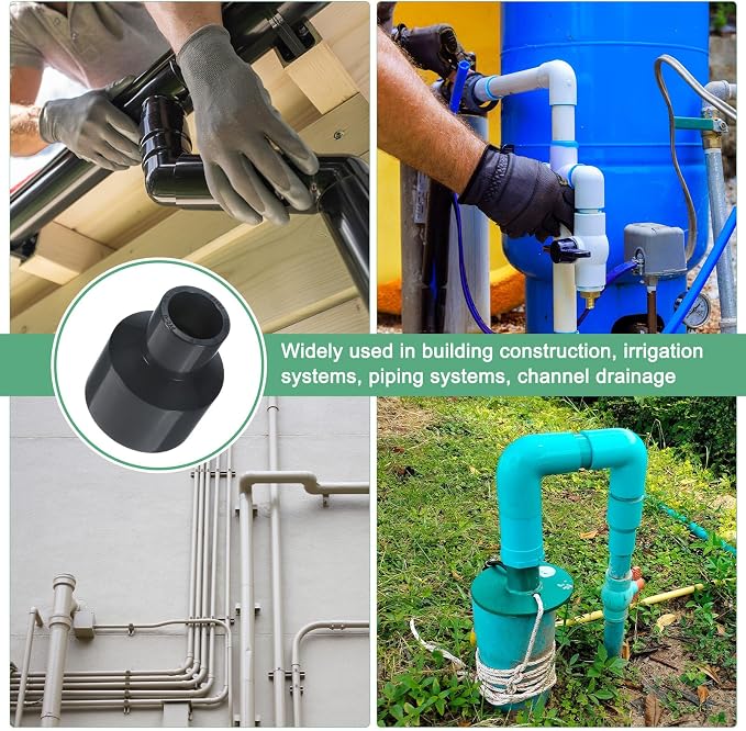 M METERXITY 4-Pack UPVC Reducer Pipe Fitting, 1-1/2"x3/4" Reducing Coupling - Image 6