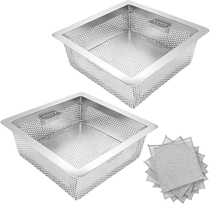 2-Pack Commercial Drain Strainer Baskets, 8.5 x 8.5 x 3 inches by Unknown