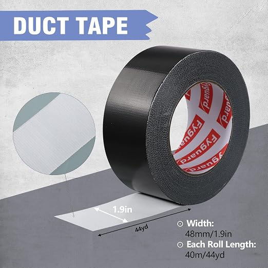 3Pack Black Duct Tape 2IN x 132Yd Total Heavy Duty Waterproof Tape | 8.27Mil - Image 2
