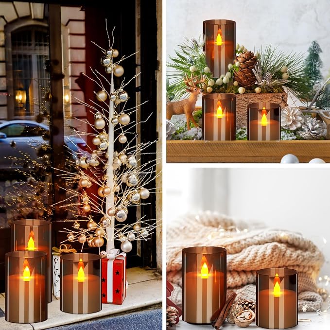 wemarry Flameless Candles 4" 5" 6" Acrylic Glass Pillars 3" Diameter Battery - Image 5