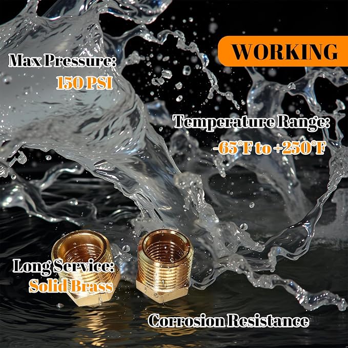 2 Pcs Brass Bushing 3/8" Male to 1/4" Female, 3/8" to 1/4" NPT Adapter Hex - Image 5