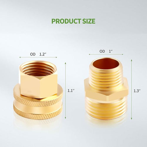(2 Pack Lead-Free Metal Brass Garden Hose Threaded 3/4" GHT to 1/2" NPT Fitting - Image 2