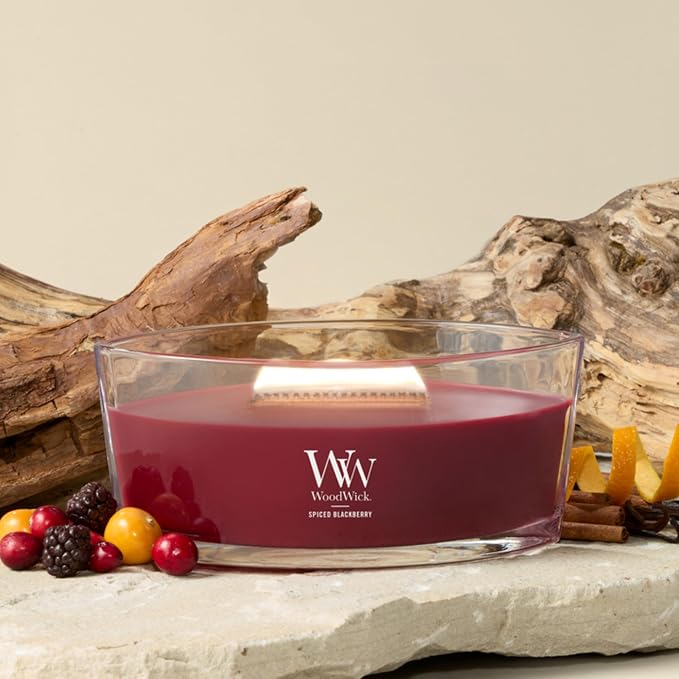 Woodwick Spiced BlackBerry Ellipse Candle - Image 2