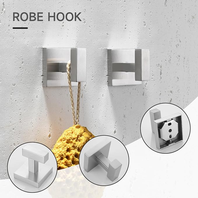 TQKAG Brushed Nickel Bathroom Hardware Accessories Set 10 Pieces, 23.6" SUS304 - Image 4