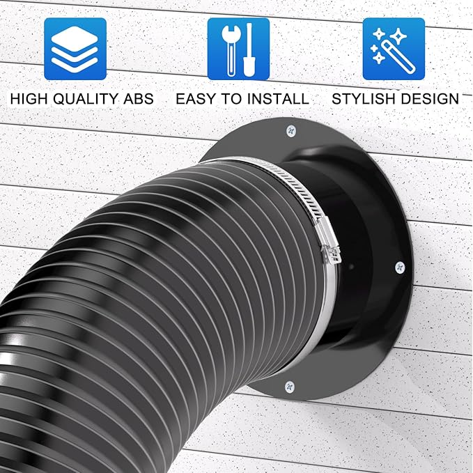 Hon&Guan 5 Inch Duct Connector, Plastic 5 Inch Dust Collection Fittings Duct - Image 2