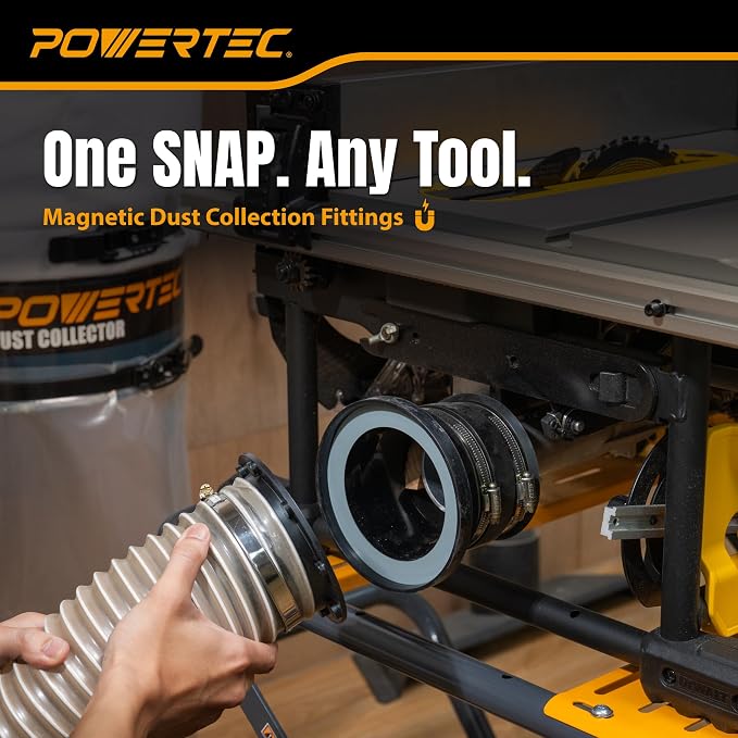 POWERTEC 4” Magnetic Connector, Magnetic Dust Collection Fitting w/ 8 Rare - Image 5