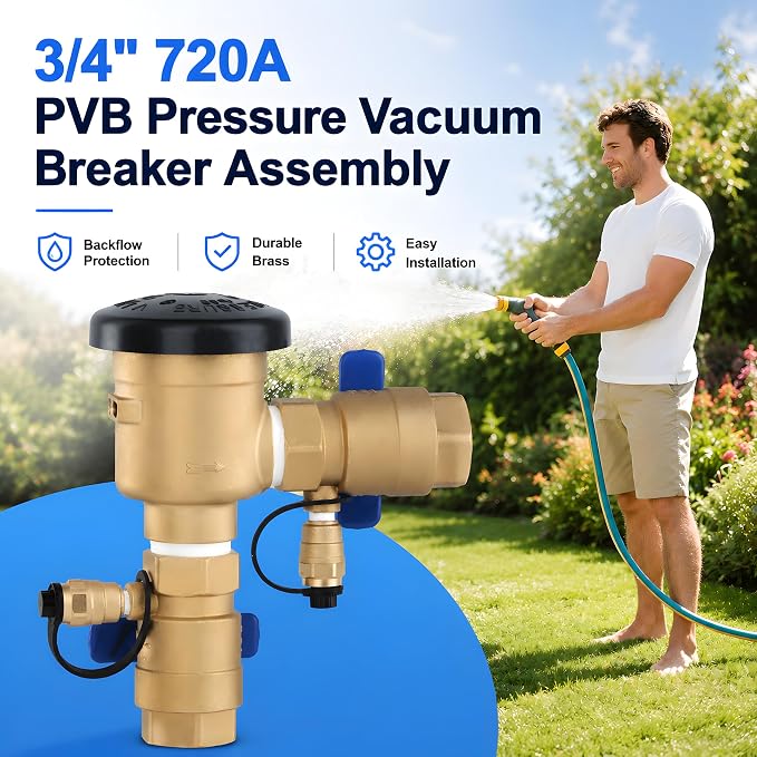3/4 Inch Backflow Preventer, Pressure Vacuum Breaker Assembly, Heavy Duty Brass - Image 6