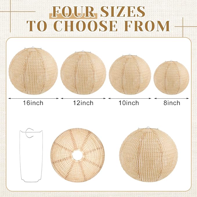 12 Pcs Print Burlap Paper Lanterns Classroom Decor, 16 Inch | Boho Hanging Decor - Image 2
