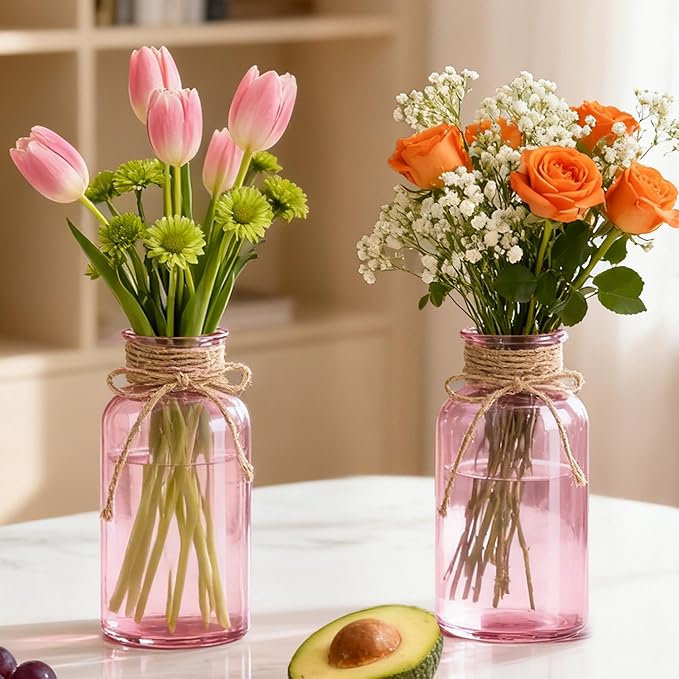 3 Pack Mason Jar Vases for Centerpieces, Wide Mouth Mason Jars - Image 4