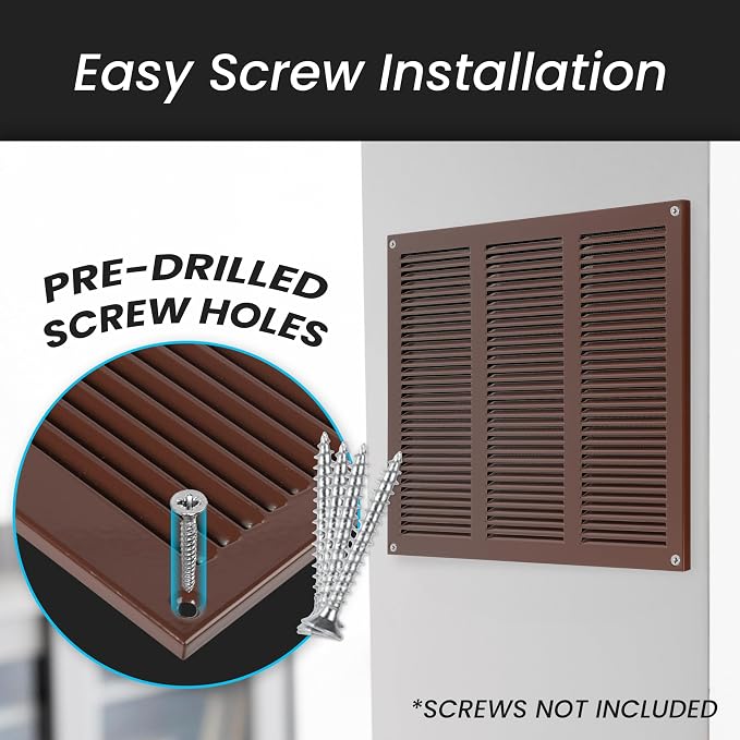 Repa Market Air Vent Cover 20x4 Inch Brown Galvanized Steel Louvered Grill Cover - Image 5