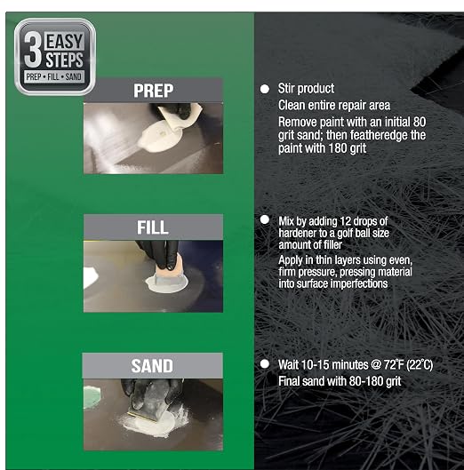 105013 Metal Reinforced Filler for Repairing Rust and Holes in Aluminum & - Image 5