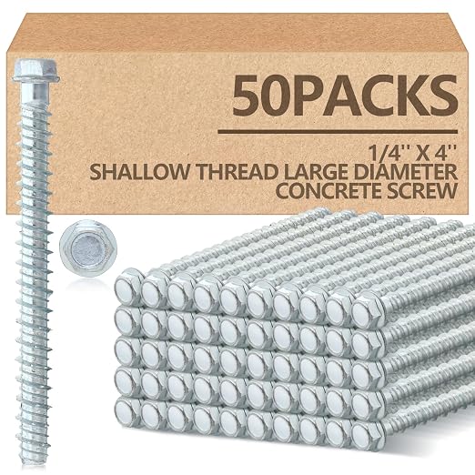 Tandefio 50 Pack 1/4 x 4 Concrete Anchors and Screw Kits Galvanized | Large by Tandefio