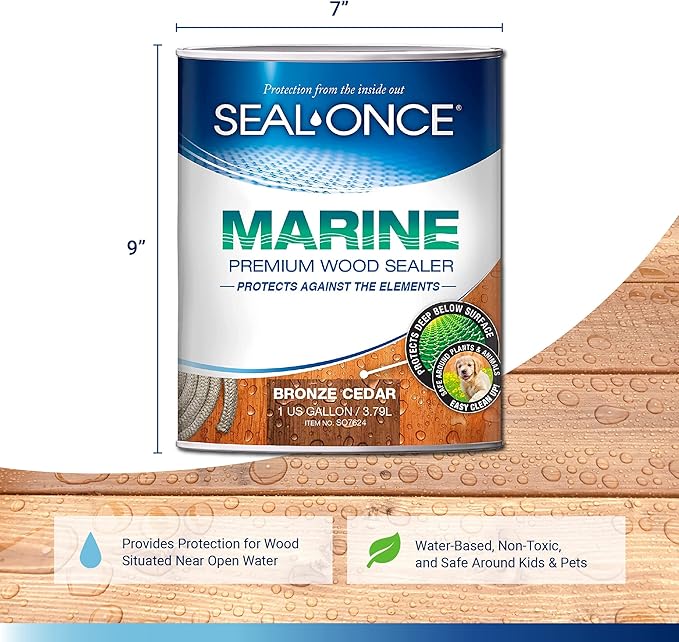 Seal-Once Marine Waterproof Wood Sealer and Stain, Bronze Cedar, 1 Gallon | - Image 2