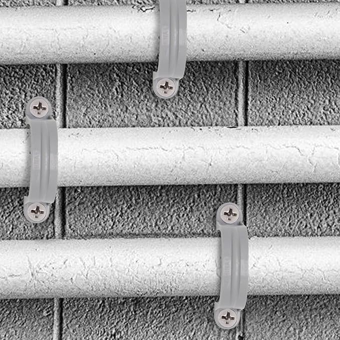 1-1/2 Inch PVC Pipe Strap, 2-Holes Conduit Pipe Clamps Plastic Pipe Supports - Image 7