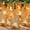 24 Pack Clear Glass Votive Candle Holders, Vintage Candle Holder by Qipecedm
