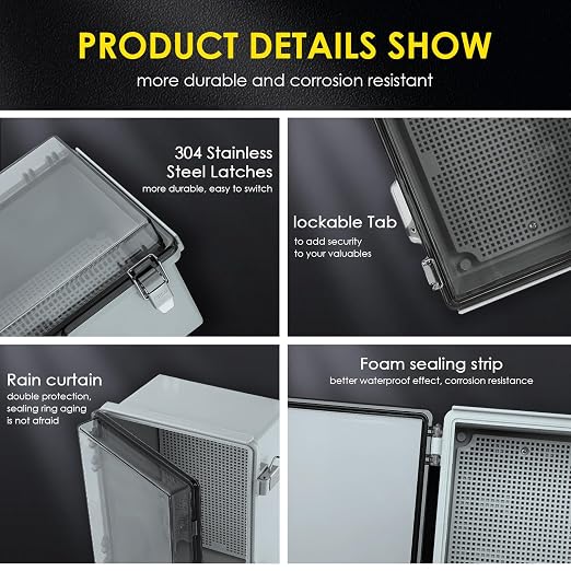 IP67 Outdoor Electrical Junction Box Waterproof 10.2''×6.3''×3.9'' | - Image 4