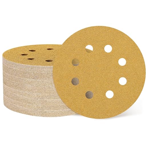 HARFINGTON 150Pcs 5Inch Sanding Discs 60Grit Yellow Aluminum Oxide 8 Hole | by HARFINGTON