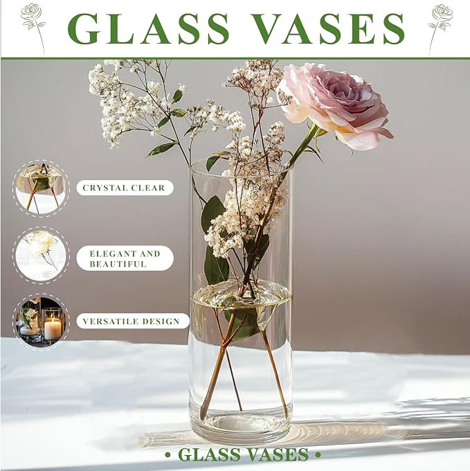 Glass Vase Cylindrical Vase for Tabletop Decoration, Candle Glass Vase - Image 5