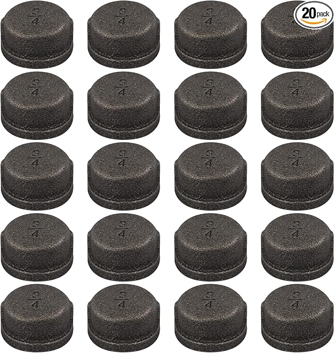 20 Pack 3/4" Malleable Cast Iron Pipe Cap, fits threaded black pipes, by NIUBIDINDUSTRIALFURNITUR