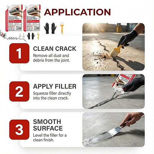 Concrete Crack Filler 4-Pack 4.4LB Grey | Self-Leveling, High Elasticity Cement - Image 5
