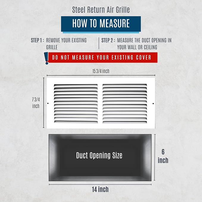 Fits 14x6 Duct Opening | Steel Return Air Grille by Handua | Vent Cover Grill - Image 3