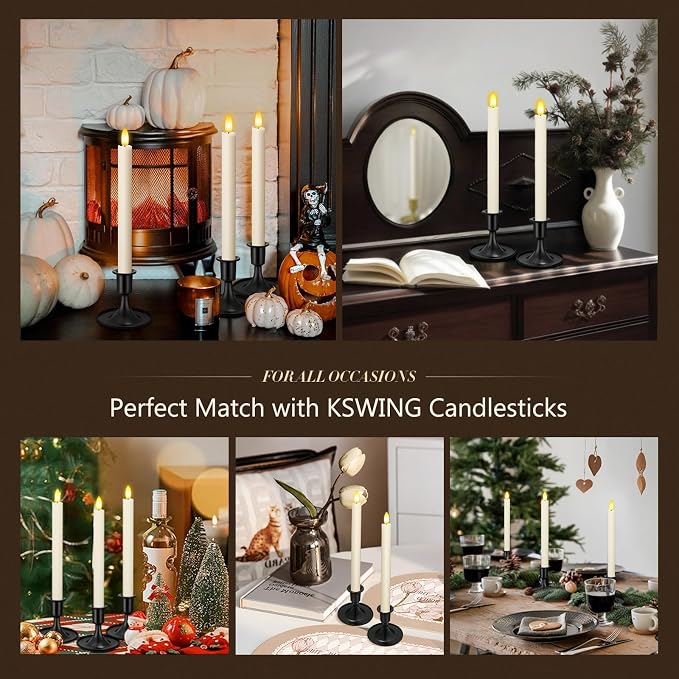 Candlestick Holders 2 PCS Short Metal Taper Candle Holders, KSWING Black Candle - Image 2