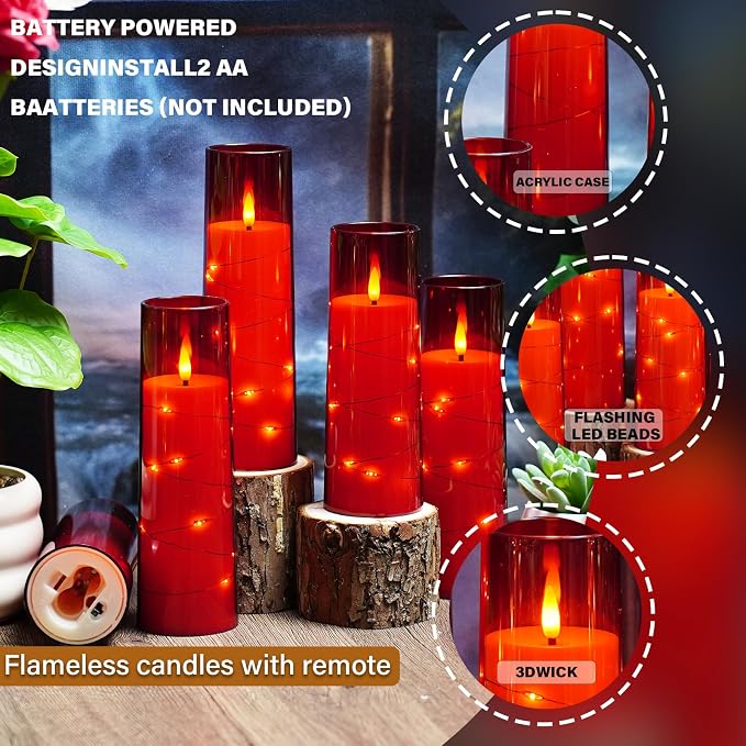 Nimiko Flickering Flameless LED Candles, Battery Operated Candles 24 Pcs - Image 3