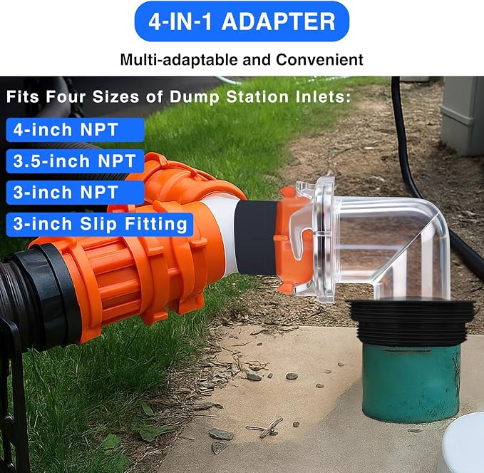Nilight 90 Degree RV Sewer Hose Fitting, 4-in-1 Adapter, fits 4 sizes of dump - Image 6