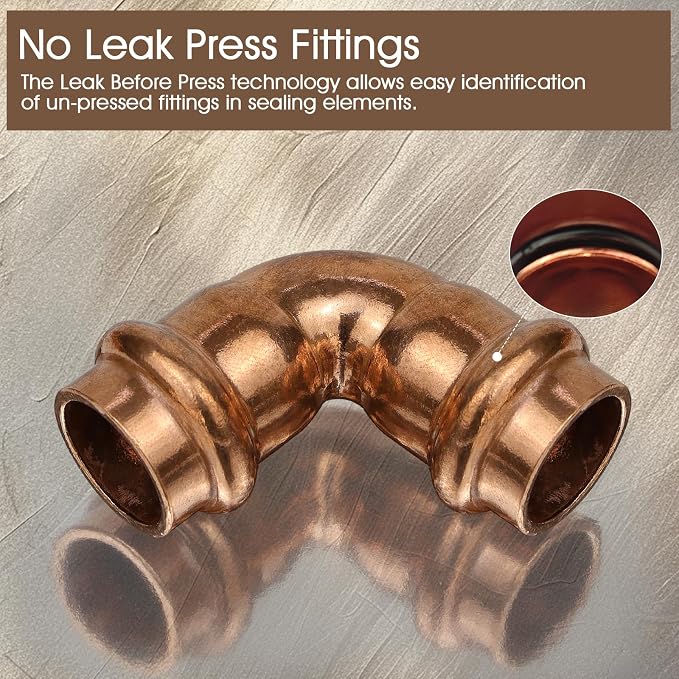 Copper Press Fittings 3/4inch, 12PK Copper Coupling 90 Degree Elbow Coupling | - Image 4